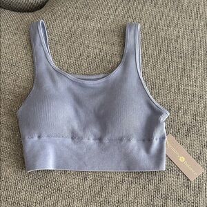 Harmony & Balance Ribbed Sports Bra - Light Gray